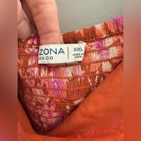 Arizona Jean Co Womens Red Floral Gauze Spaghetti Strap Smocked Crop Top XXL New - Picture 2 of 7